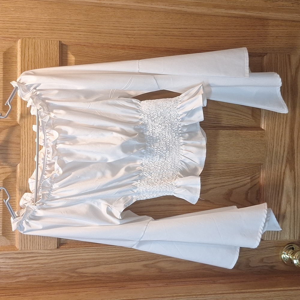 Women's White Renaissance Medieval Peasant Costume Blouse XXL